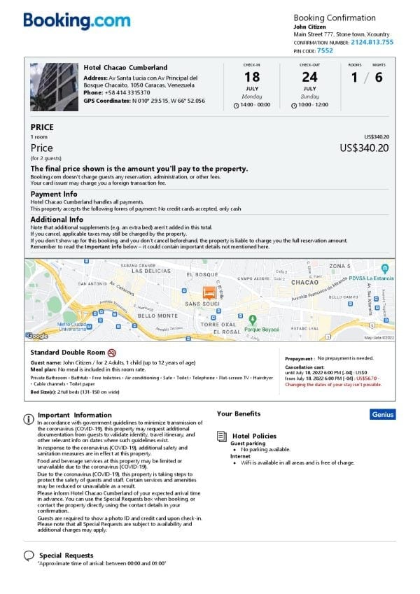 Customizable Venezuela Airbnb Reservation Template | Word & PDF Formats