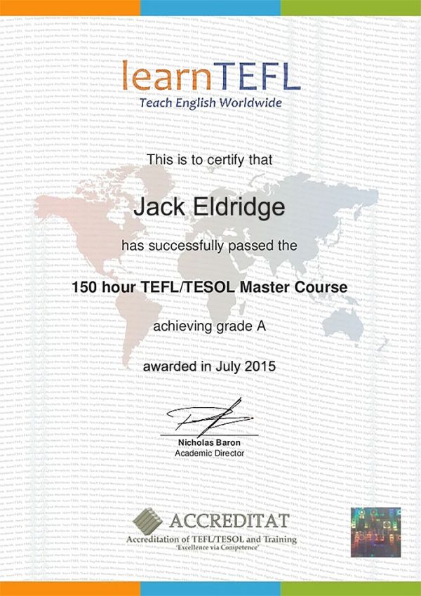 Fake Accreditat TEFL Certificate PSD Template (version 2)