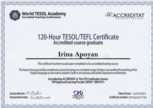 Fake Accreditat TEFL Certificate PSD Template (version 1)