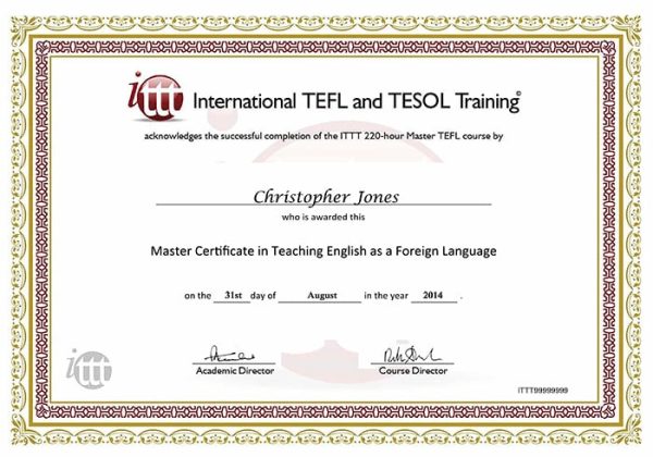 Fake ITTT TEFL Certificate PSD Template