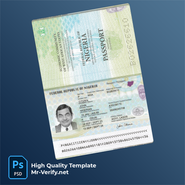 Nigeria passport psd template (2023-present) Explore the Nigeria Passport PSD Template in Detail