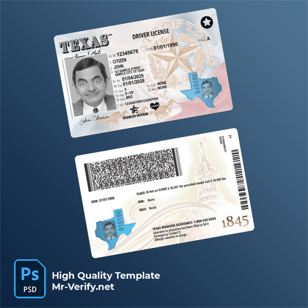 USA Texas driving license 2025-present photolook USA Texas driving license 2025-present photolook