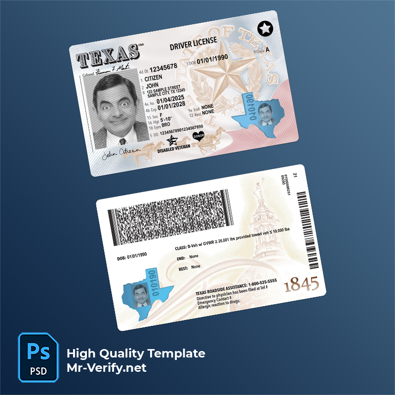 USA Texas driving license 2025-present photolook USA Texas driving license 2025-present photolook