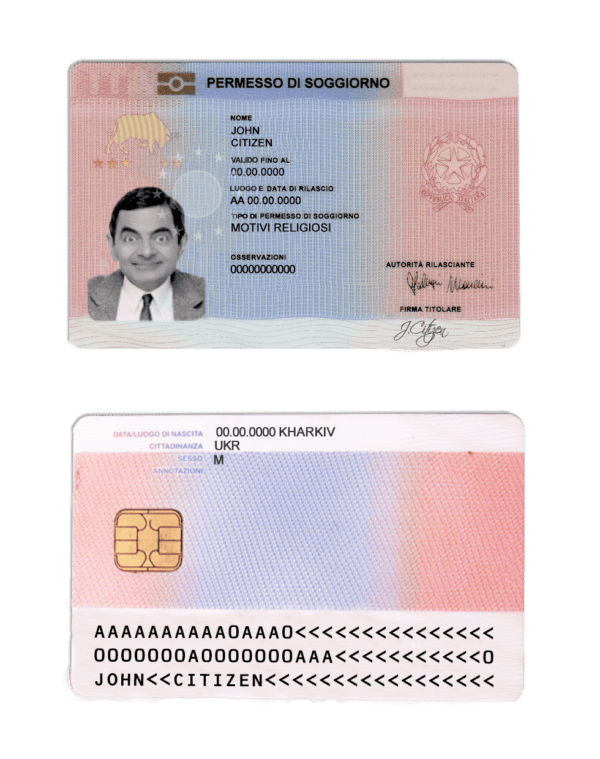 Italy resident permit card psd template 12000 dpi