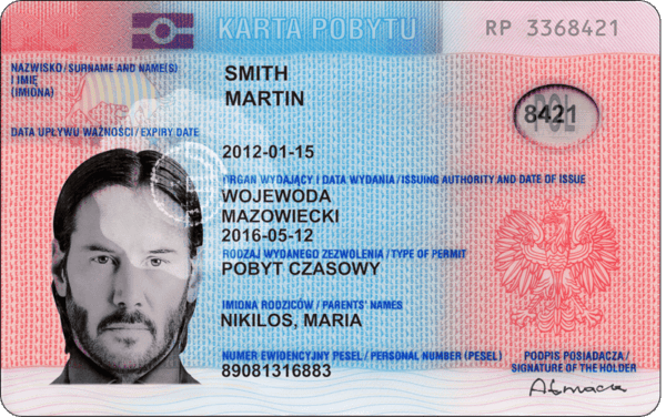 Poland Editable residence permit psd template 1200DPI