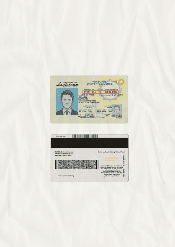 Louisiana Driver License PSD Template Free Download