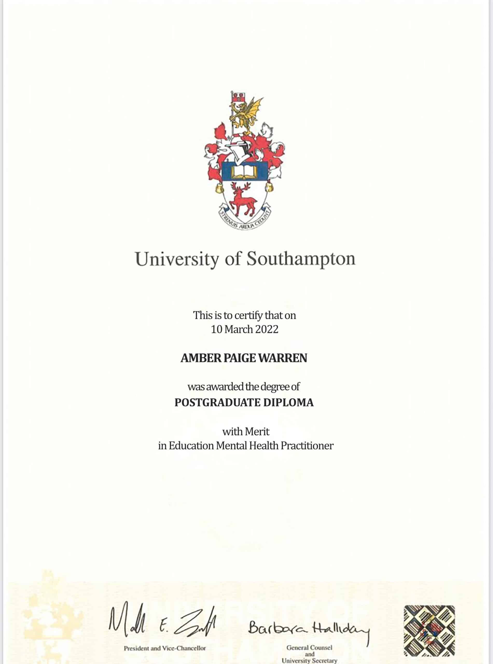 Editable Certificate from University Of Southampton Template