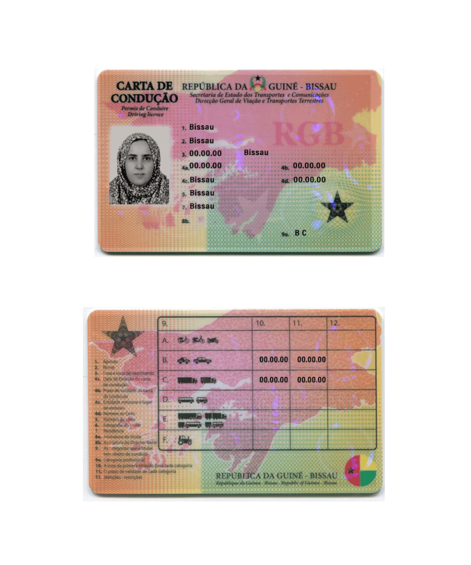 Guinea Bissau driver license PSD Template