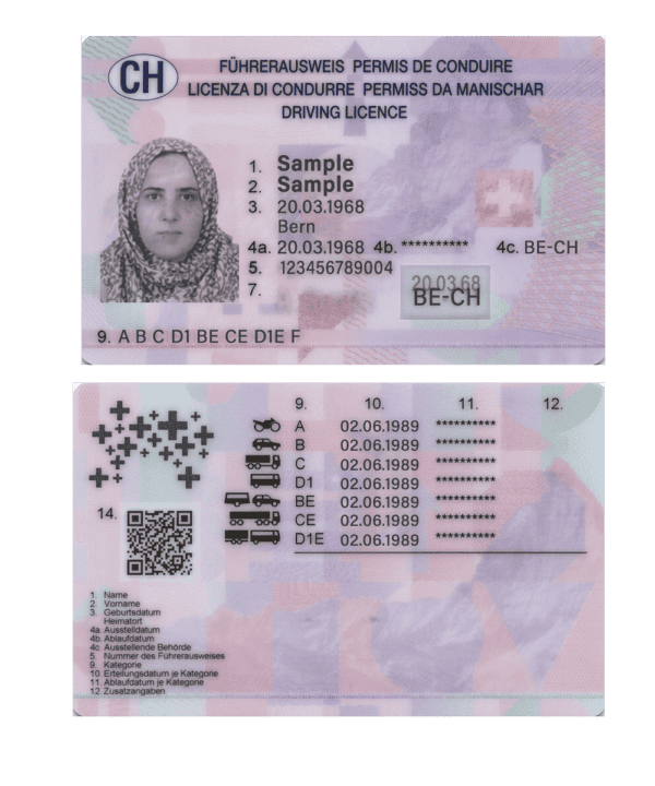 Switzerland driver license psd template