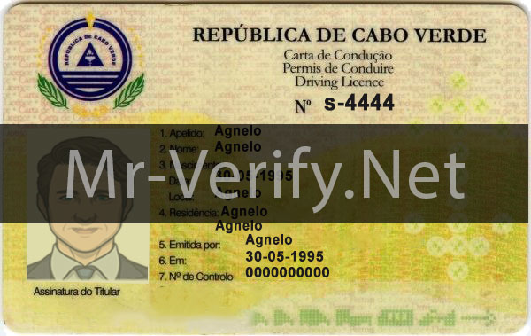 Cabo Verde driver license front template - Cabo Verde driver license PSD template