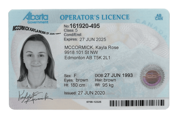 Canada Alberta driver license psd template