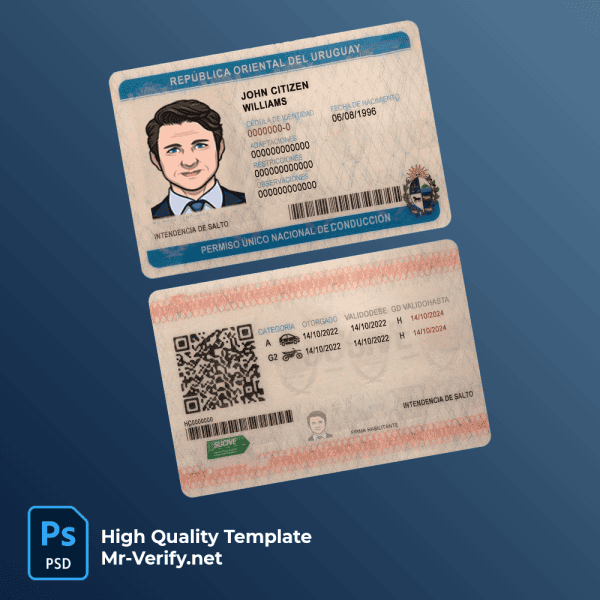 Uruguay driver license psd template