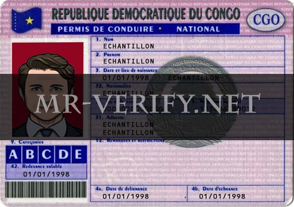 congo dl front template - Congo driver license psd template