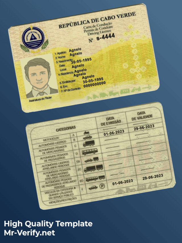 Cabo Verde Driver License PSD Template