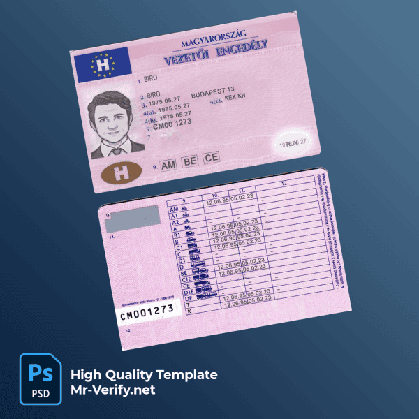 Buy Hungary Driving License PSD Template | Fully Editable & High-Resolution