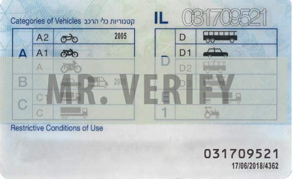 isreal dl back template - Israel driver license PSD template