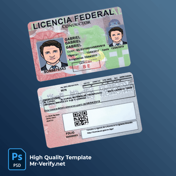 Mexico Driver License PSD Template