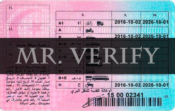 tunisia driver license back template - tunisia driver license psd template