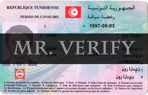 tunisia driver license front template - tunisia driver license psd template