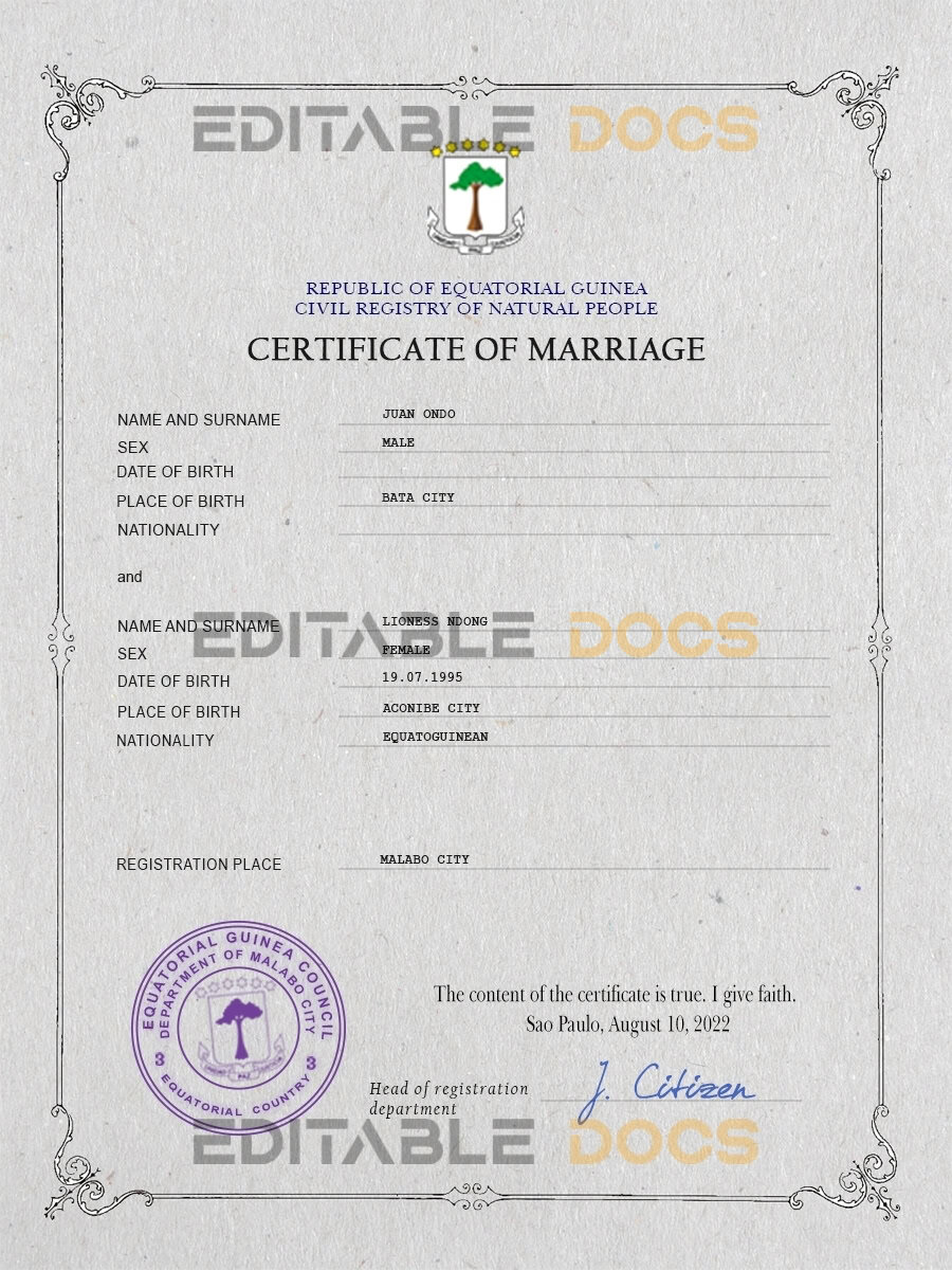 Guatemala Marriage Certificate | Editable PSD Templates