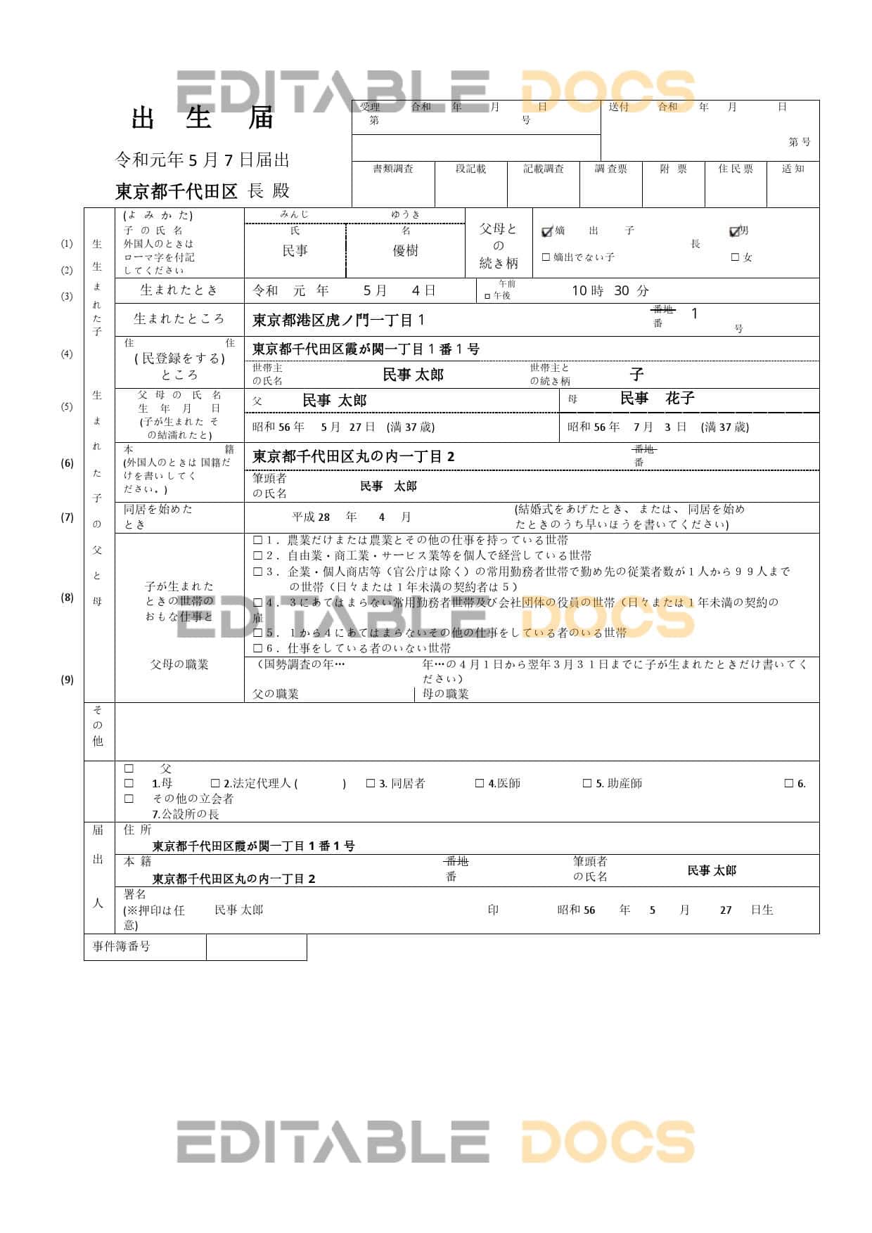 Authentic Japan Birth Certificate Template | Customize and Download Online