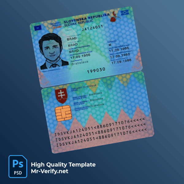 Slovakia ID Card Psd Template