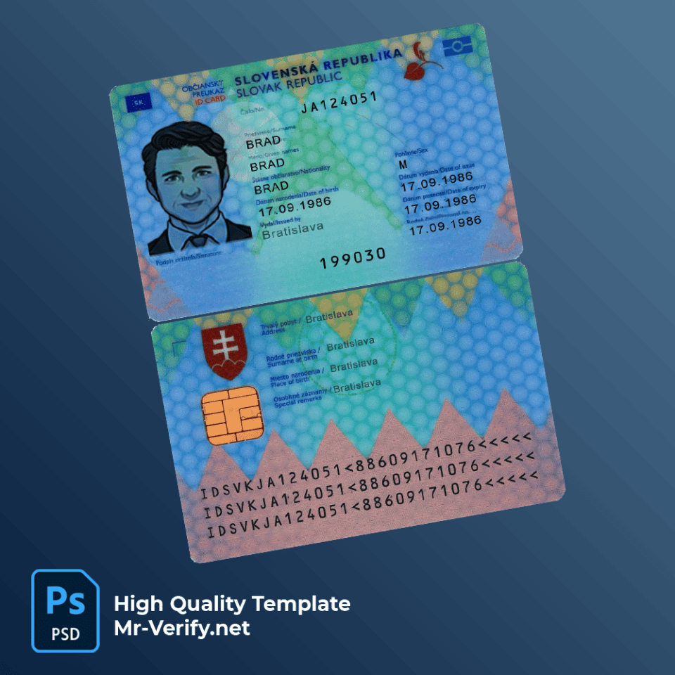 Slovakia ID Card Psd Template