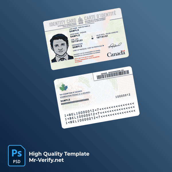 Canada id card psd template