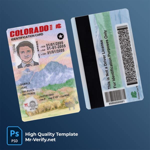 USA Colorado state ID card PSD template