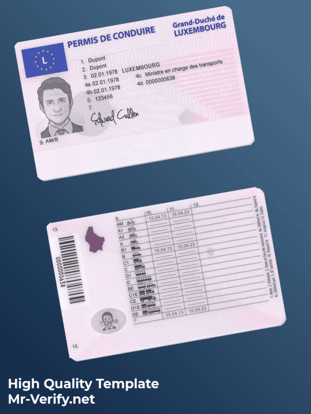 Luxembourg Driver License PSD Template