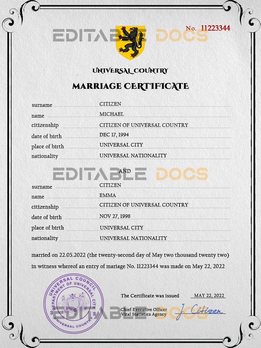 destiny universal Marriage Certificate | Editable PSD Templates