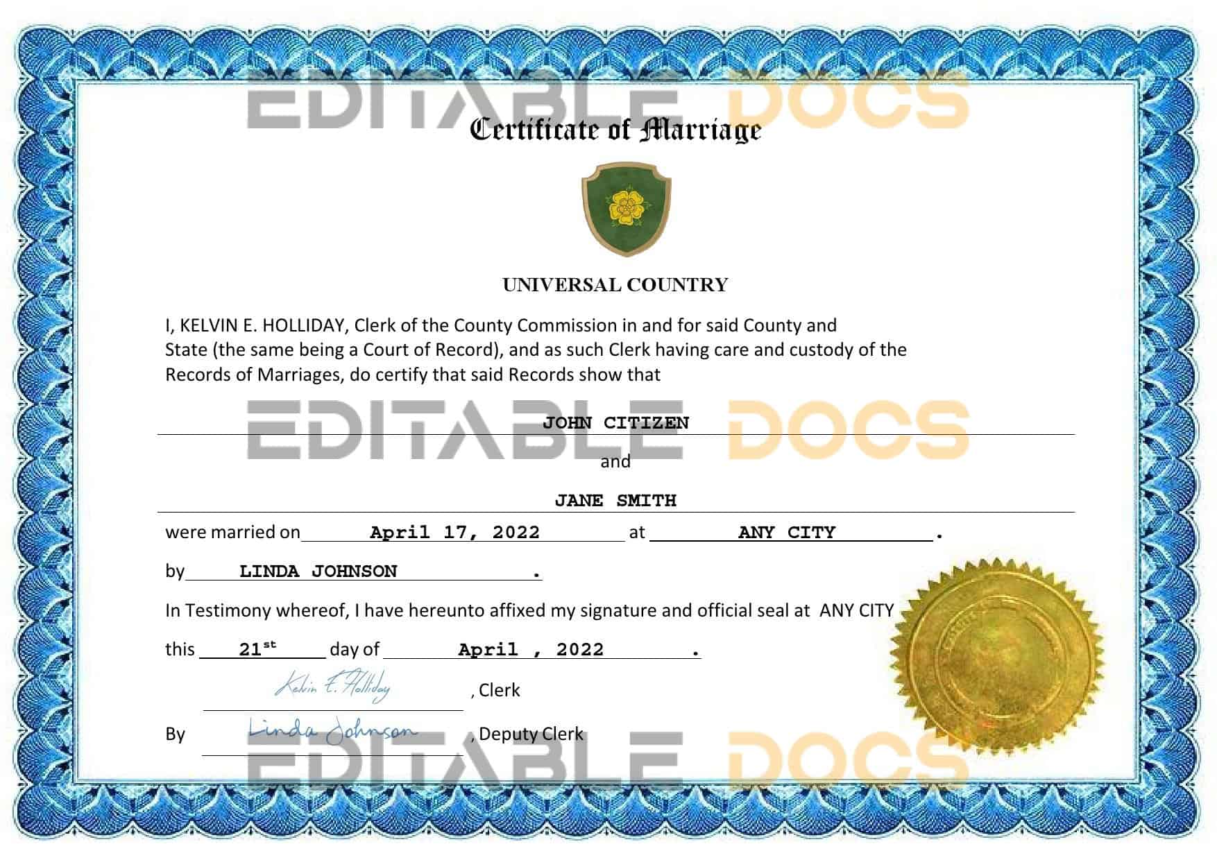 hypnotic Marriage Certificate | Editable PDF Templates