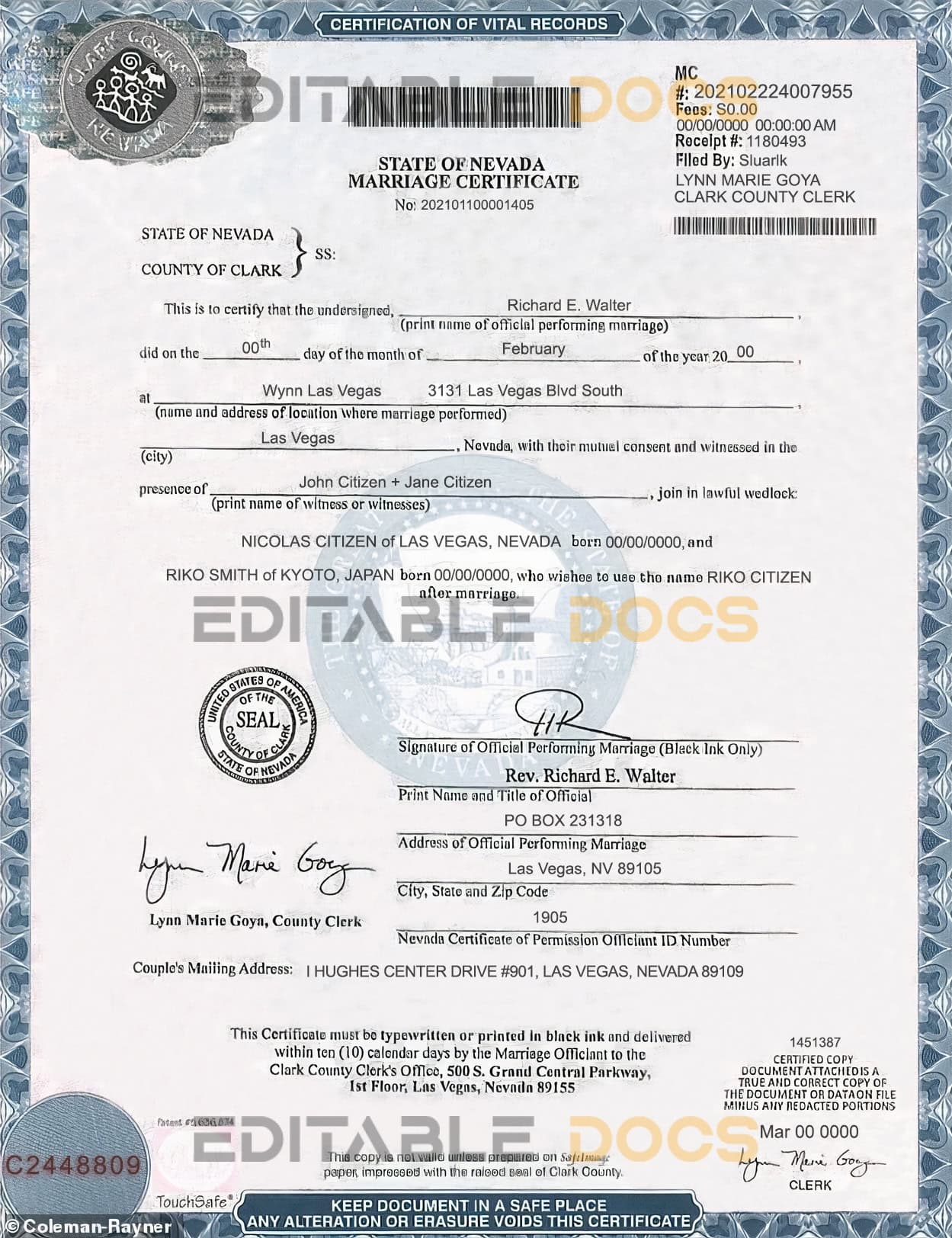 nevada Marriage Certificate | Editable PSD Templates