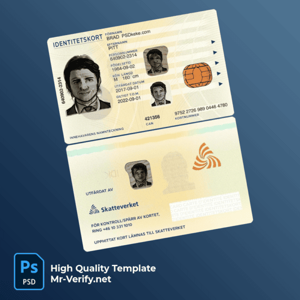 Sweden ID template in PSD format