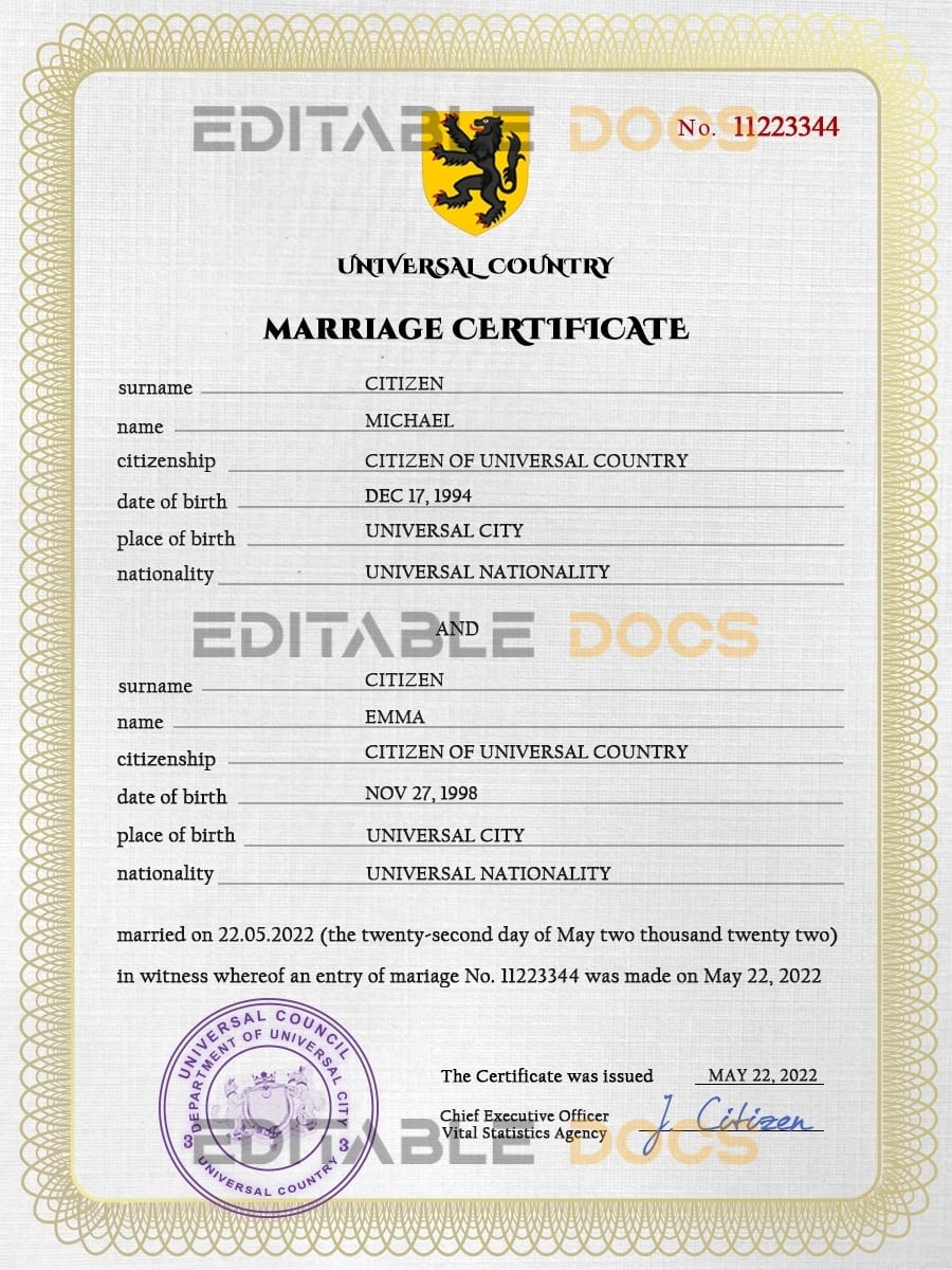 sweet story universal Marriage Certificate | Editable PSD Templates