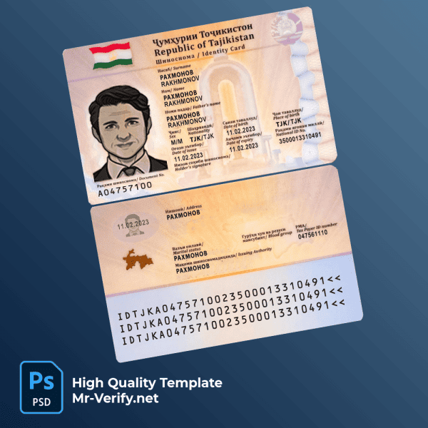 Tajikistan ID card PSD template