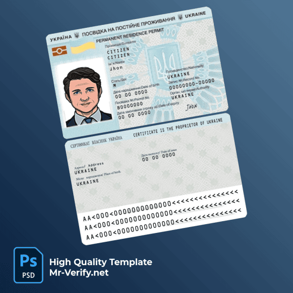 Ukraine ID template in PSD format, full editable