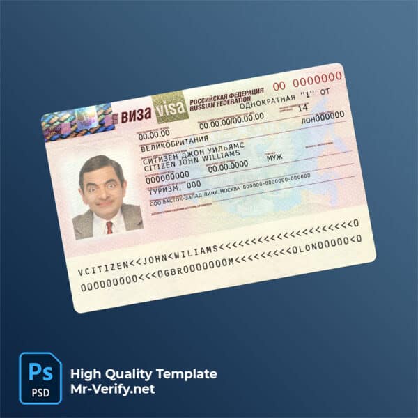 Russian Federation visa PSD template | High Quality