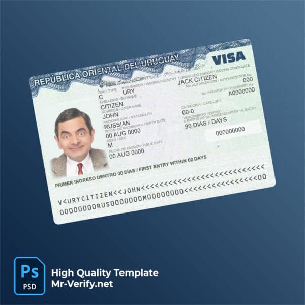 Uruguay travel visa PSD template