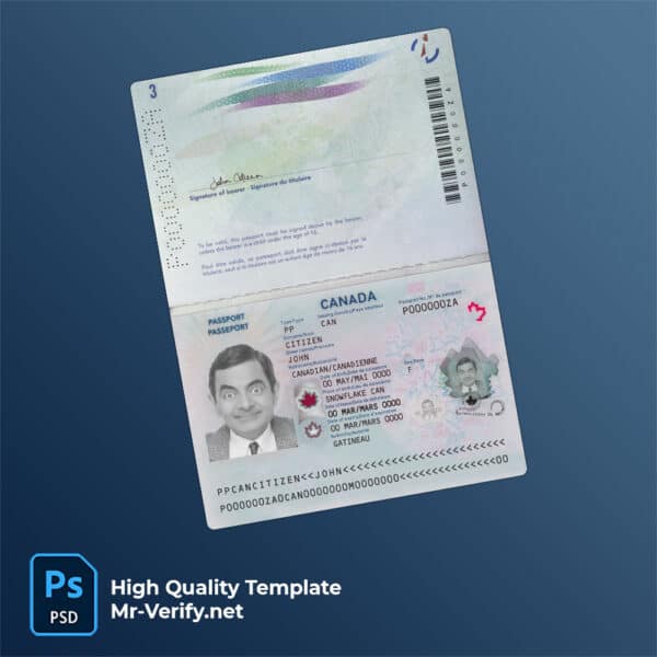 Canada Passport psd template | High Quality