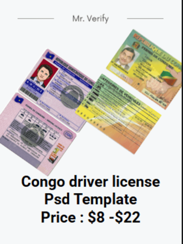 Congo driver license Psd Template