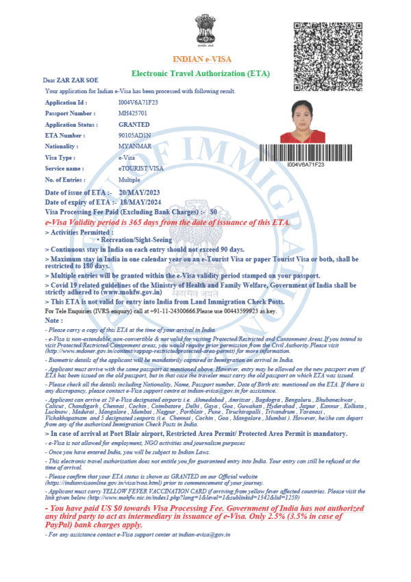 india e-visa word template