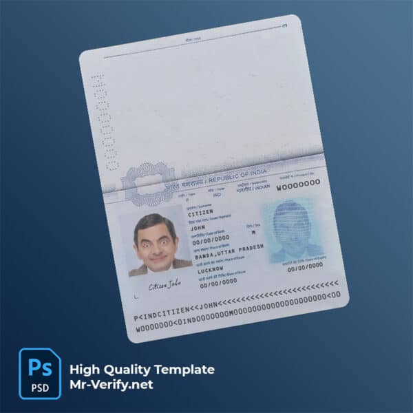 indian passport psd template