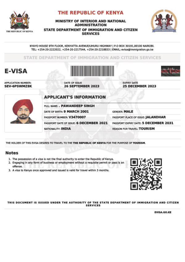 kenya evisa word template