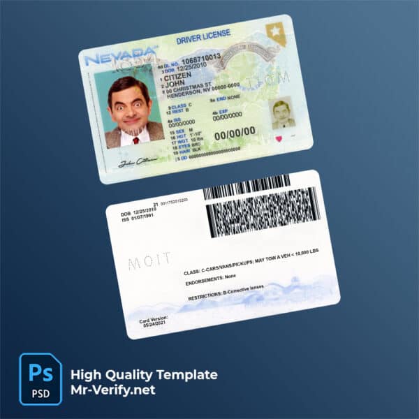 Nevada driver license psd template