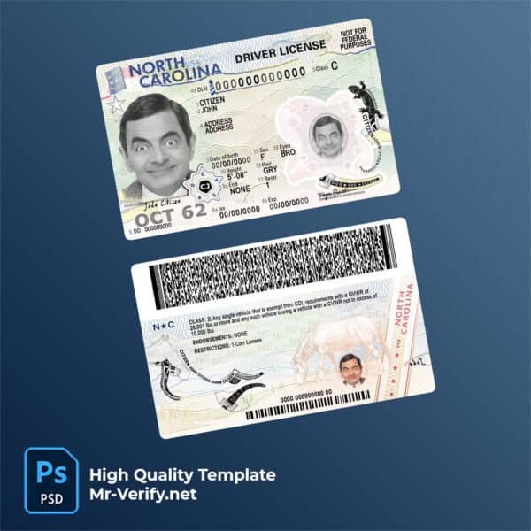 North Carolina driver license Psd Template