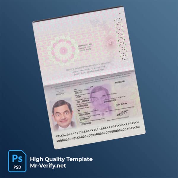 Sri Lanka Passport PSD Template