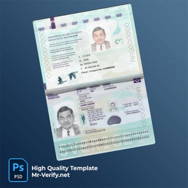 Sweden Passport PSD Template