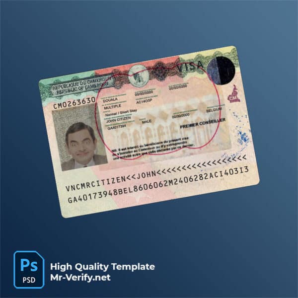 Cameroon travel visa psd template