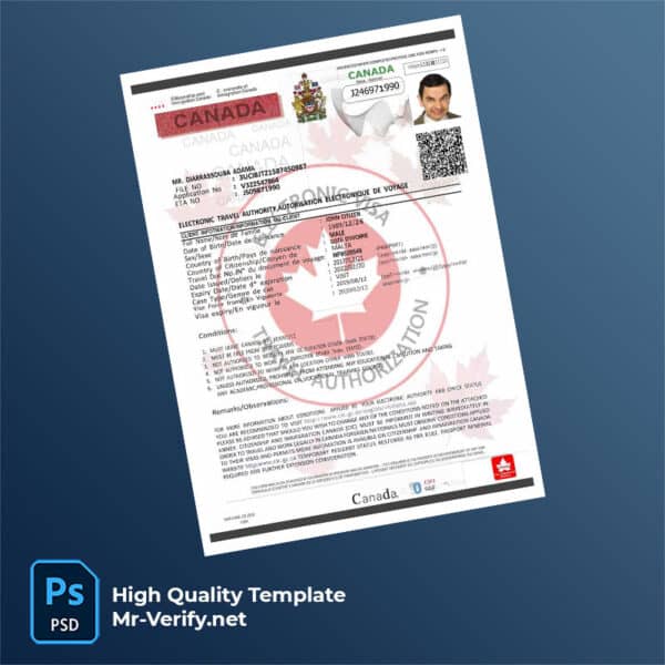 Canada evisa word and pdf template